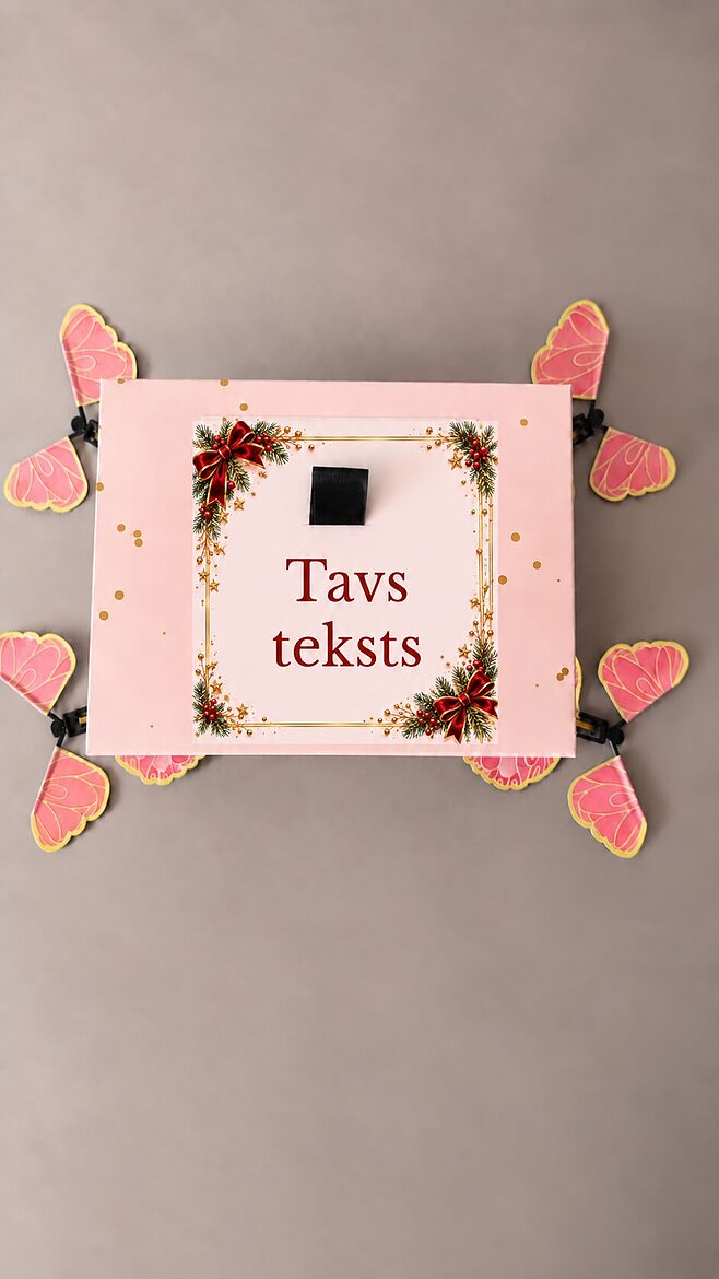 Dāvanu kastes ar Ziemassvētku dizainu un TAVU APSVEIKUMU UZ KASTES VĀKA