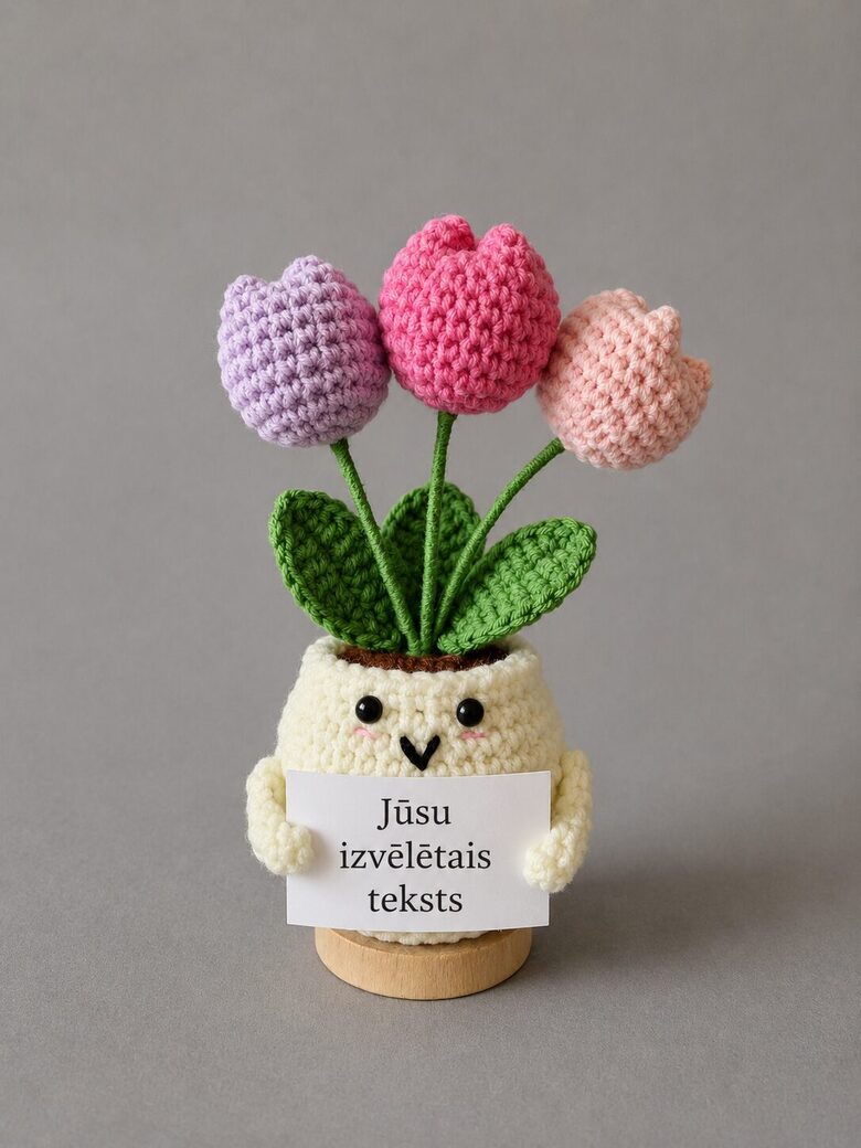 Tulpju podiņš ar Jūsu personalizētu vēstījumu uz kartiņas 