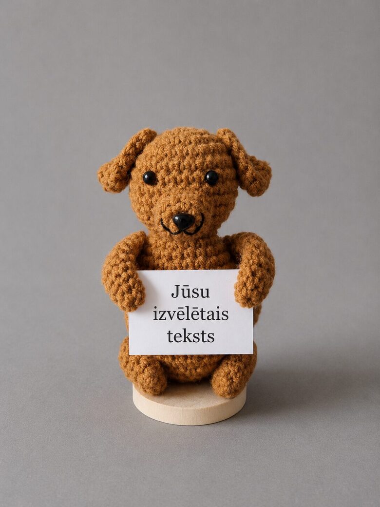 Mīļš sunītis ar Jūsu personalizētu vēstījumu uz kartiņas 
