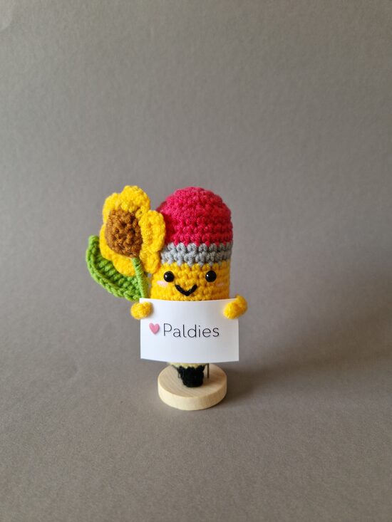 Tamborēts zīmulis ar saulespuķi ar kartiņu “Paldies!”