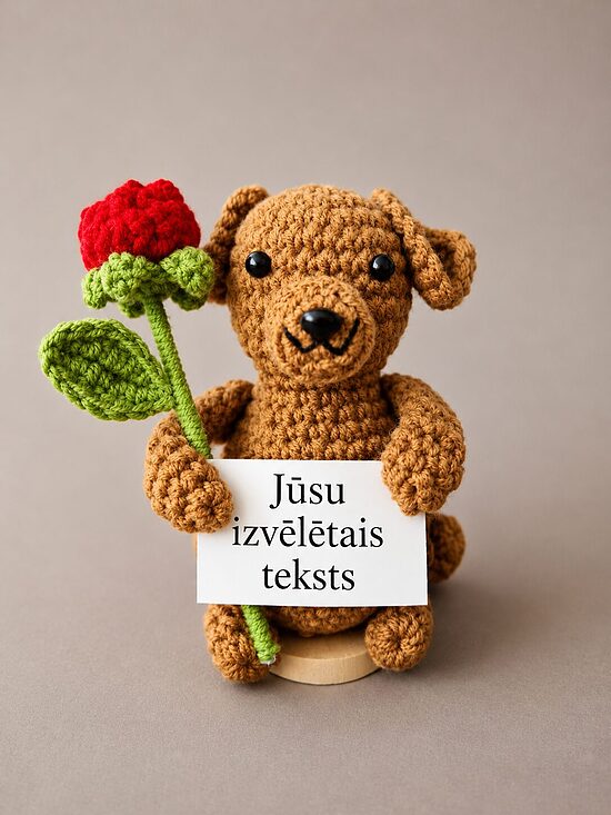 Mīļš sunītis ar rozīti un Tavu tekstu