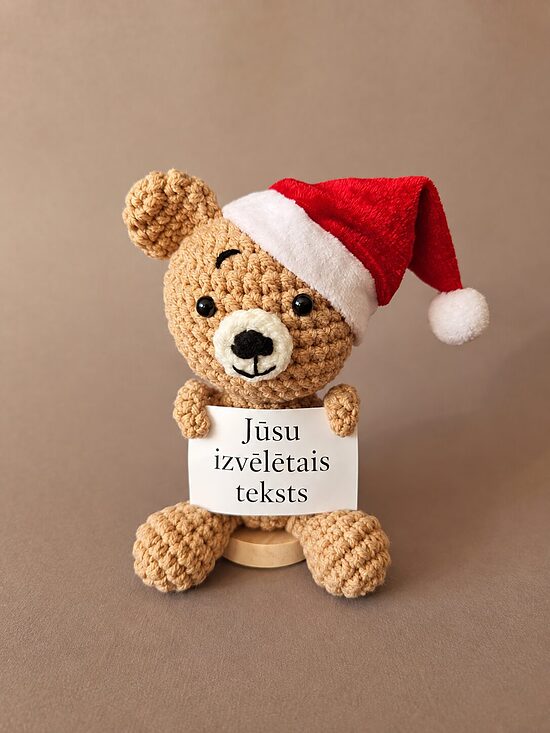 Ziemassvētku lācītis ar TAVU NOVĒLEJUMU UZ KARTIŅAS 