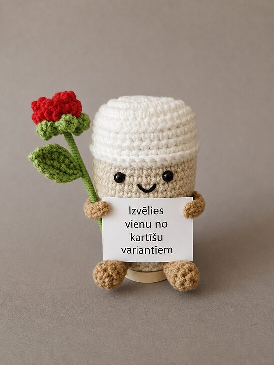 Kafijas tasītes tēls ar rozīti