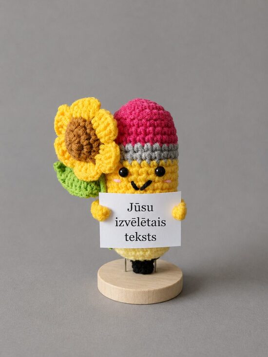 Zīmulis ar saulespuķi ar Jūsu personalizētu vēstījumu uz kartiņas 